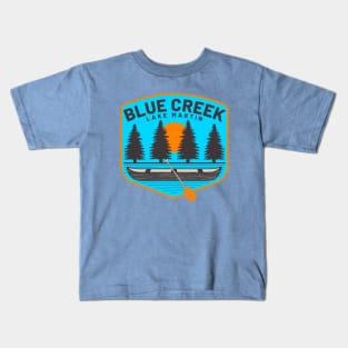 Blue Creek • Lake Martin Blue Background Kids T-Shirt